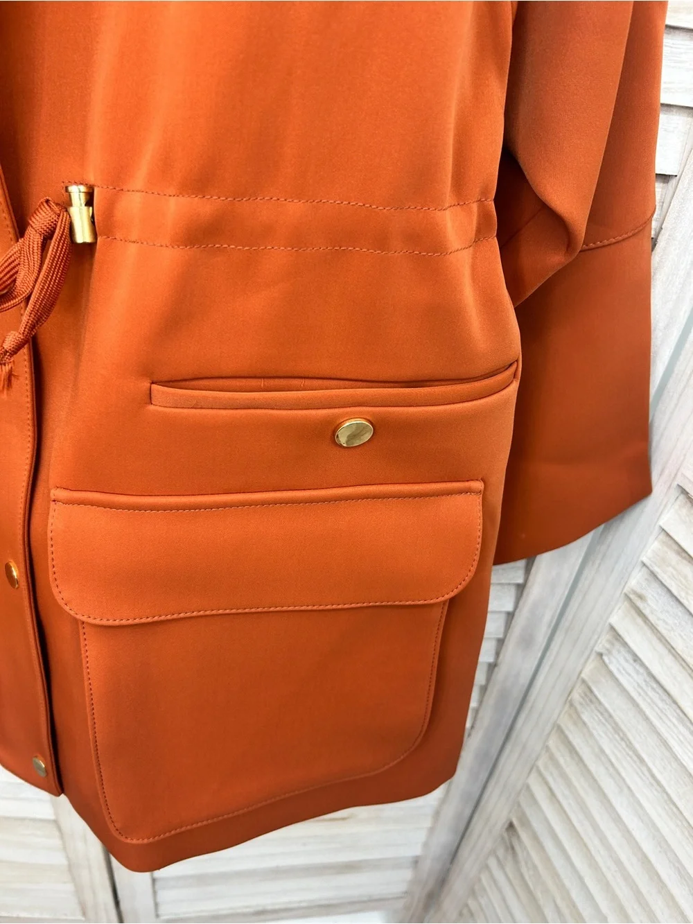 H&M Burnt Orange Scuba Parka Jacket Size 6